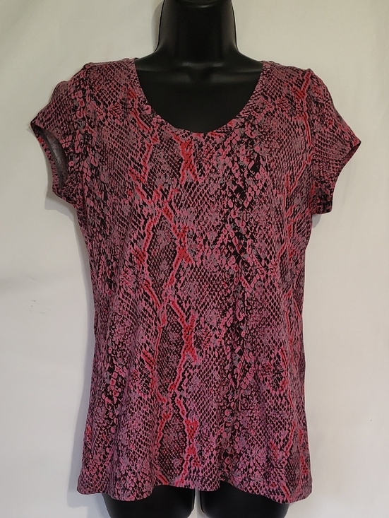 Liz Claiborne Tops - Women’s Pink Snake-Print Short Sleeve Top